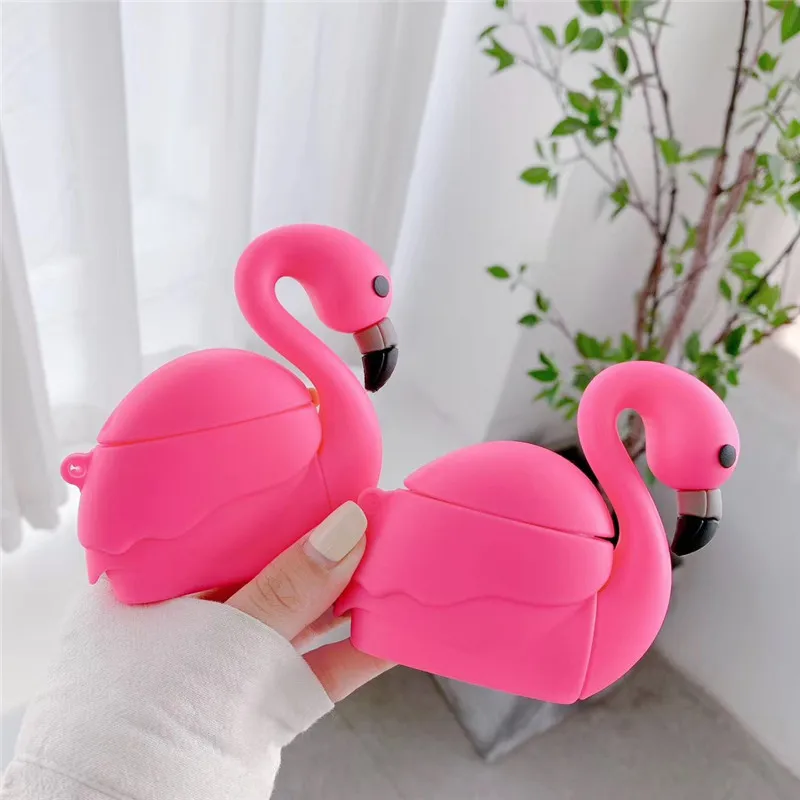 

3D cute cartoon flamingo silicone soft Headphone Earphone case for apple airpods 1 2 3 pro Wireless bluetooth headset cover