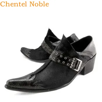 

Brand Resign Chentel Men Buckle Crystal Casual Shoes High Quality Real Leather Horsehair Flats Bottoms Dress Office Shoes Men