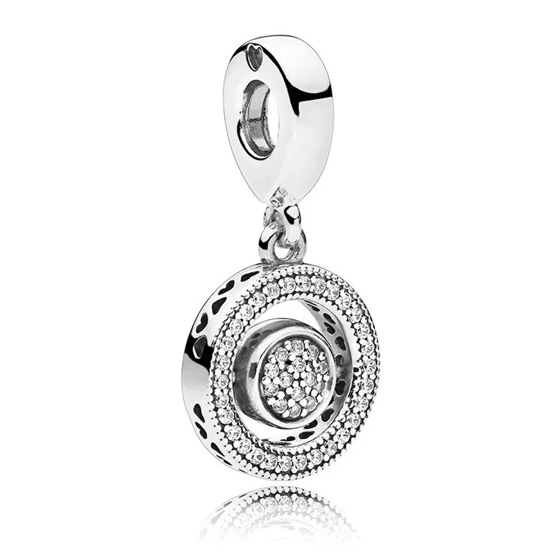

Original 925 Sterling Silver New Style Pendant With Crystal Revolving Heart Fit Pandora Women Bracelet & Necklace Diy Jewelry