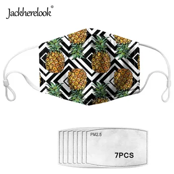 

Jackherelook Pineapple Print Fashion Women/Kids Mouth Mask Reusable Non-disposable Mask with 7 Filters Face Mask Cover Masks