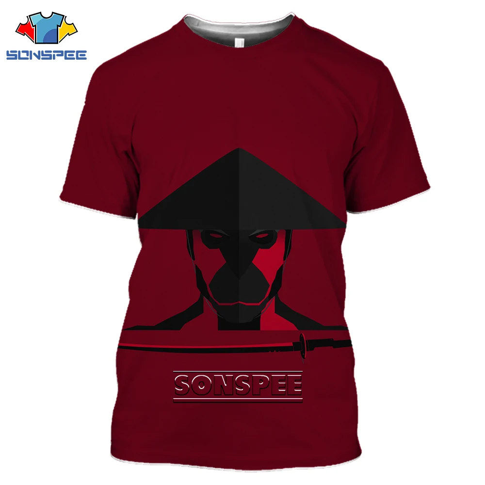 

SONSPEE Summer Ninja Warrior Samurai Sword Men Women 3D Print T-shirt Harajuku Fashion Cool Soft Casual Short Sleeve O-Neck Top