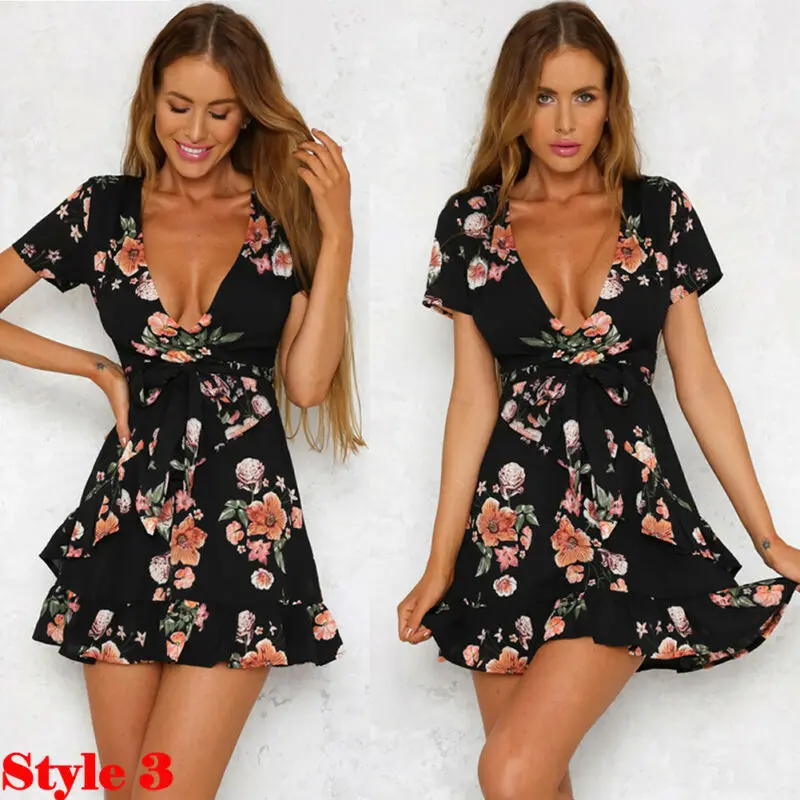 Sexy Strapless Beach Summer Dress Sundresses Vintage Bohemian Mini Dress Robe Femme Boho Floral Women Fashion dress hot Vestido