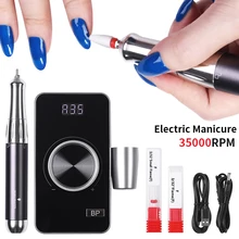  1 Set Electric Nail Drill Machine Manicure 35000 RPM Portable Rechargeable Pedicure Drill Set Professional Nail File Tool 