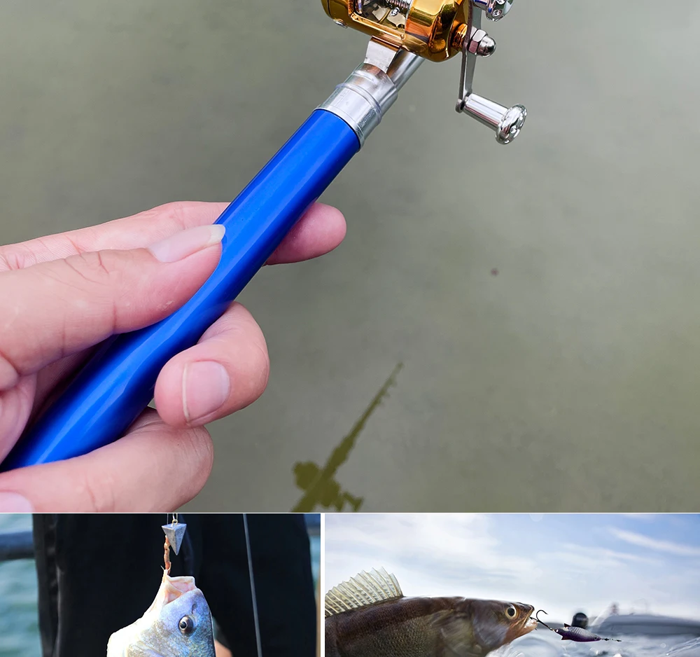 Fishing Rod Reel Combo Kit Set Mini Telescopic Portable Pocket Pen Fishing  Rod Pole + Reel Aluminum Alloy Fishing Rod Mini - AliExpress