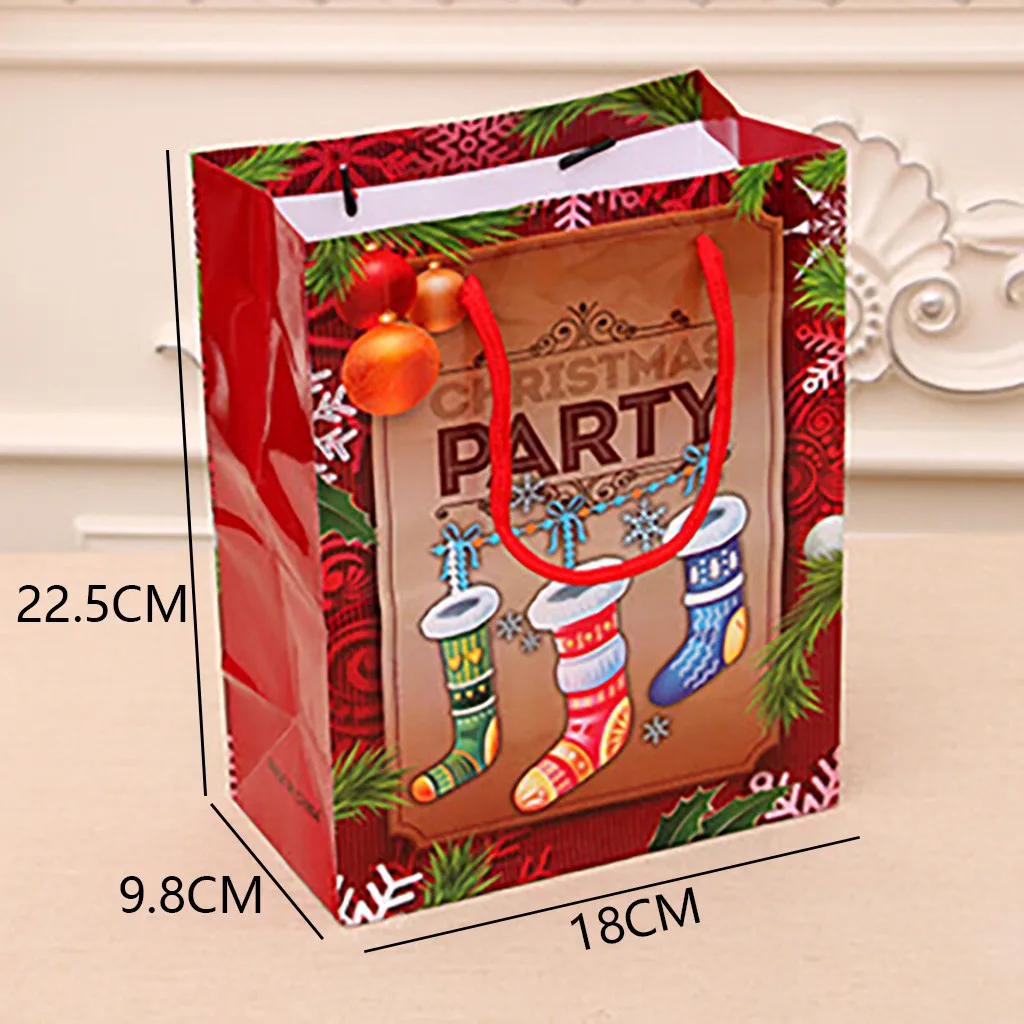 Christmas Gift Bag Paper Bag Packaging Kraft Paper Bottom Tote Bag Merry Christmas Decor Home Decorations New Garden