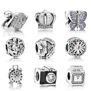 

NEW 100% Genuine 925 Sterling Silver Retro camera alarm clock bead Fit Bracelet DIY bracelet The factory wholesale