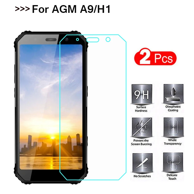 

2PCS For AGM A9 H1Tempered Glass High Quality 9H Front Glass Screen Protector For AGM A9 A 9 Smartphone Films Case Cover