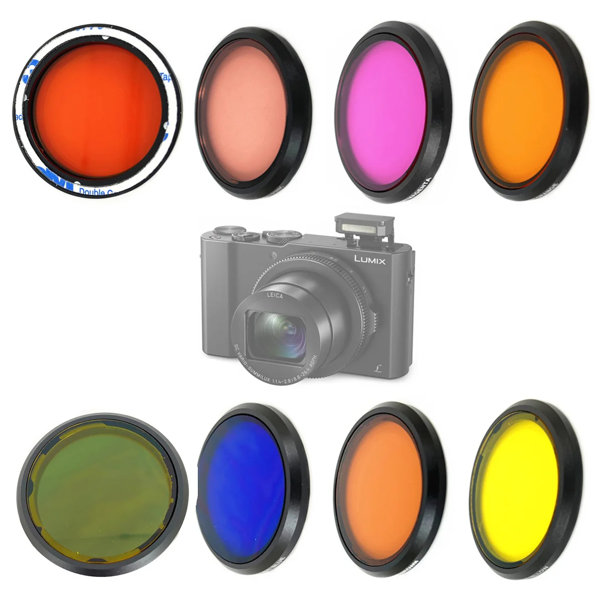 Full Red Green Yellow Blue Pink Purple Brown Color Lens Filter Sticker Per Panasonic Lumix Dc Lx10 Lx15