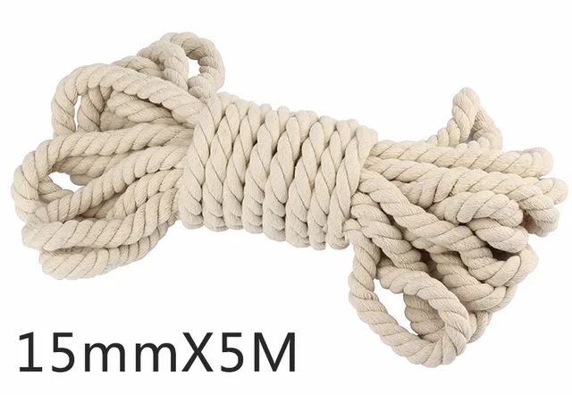 Meetee 5-20mm 3 Shares Twisted 100% Cotton Cords for Bag Decoration Rope DIY Home Textile Tied Ropes Sewing Accessories KY338 Beige-15mm-5Meters