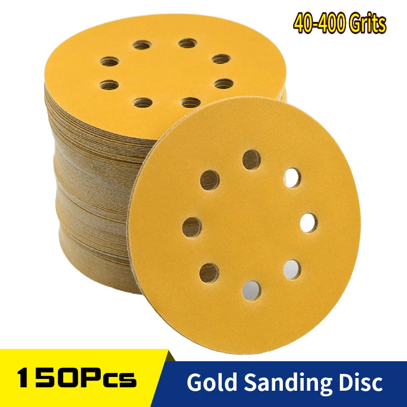 150 Pack 5 Inch Sanding Discs 40/60/80/120/320/400 Grit Hook and Loop 8