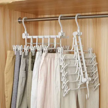

Creative Hanger Rotate Anti-skid Folding Hanger Space Saving Multi-function Nine-hole Hanger Home Storage Tools White