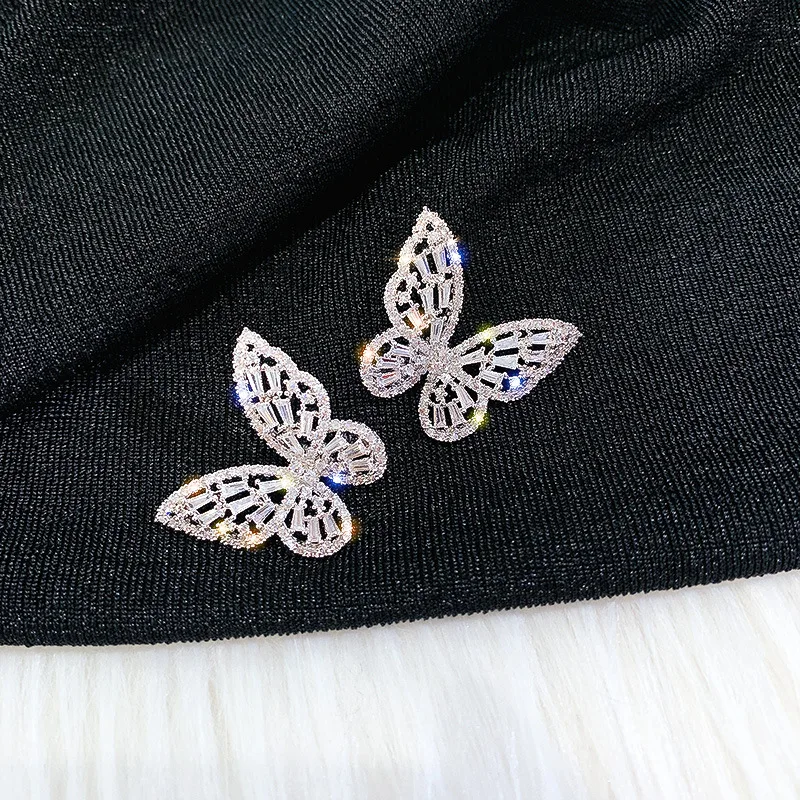 

Fashion Design Ladies Elegant Butterfly Earrings, Luxury Luxury Zircon Inlaid Wedding Party Earrings Ladies Jewelry
