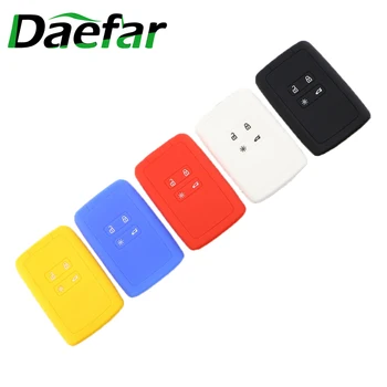 

Daefar Silicone rubber car key case cover for Renault Koleos Kadjar 2016- 2018 4 button card smart key shell set