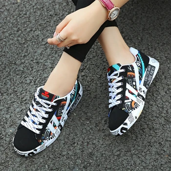 

2020 Summer Woman Sneakers White Casual Shoes Lovers Printing Fashion Flat Ladies Vulcanized Shoes Zapatos De Mujer