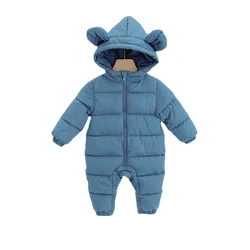 Barboteuse une pièce pour bébés garçons et filles, grenouillère à capuche pour garder au chaud, vêtements en coton pour enfants 