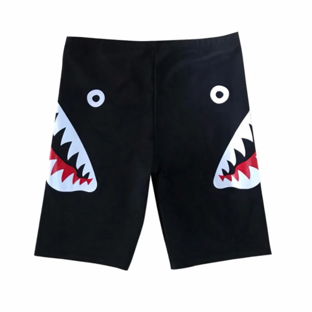 

Shark Print Swimming Trunks for Men Drawstring Breathable Nylon Spandex Fifth Pants Swimwear Swimsuit Shorts Diving Surfing New