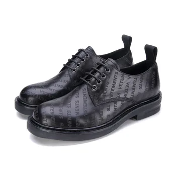 

Men's Leather Shoes Lace-up Round Toe Thick Bottomed Leather Shoes Comfortable Men's Zapatos De Hombre