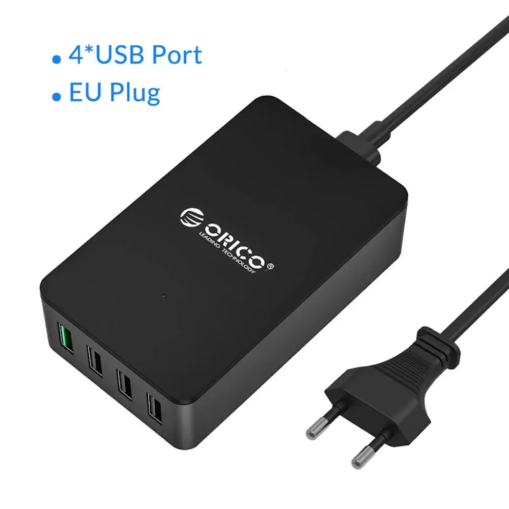 4 Port EU Plug ORICO QSE-4U 4 порта QC2.0 для Qualcomm сертифицированная Быстрая зарядка 2,0 быстрая, USB зарядное устройство для samsung Xiaomi huawei LG htc - Тип штекера: 4 Port EU Plug