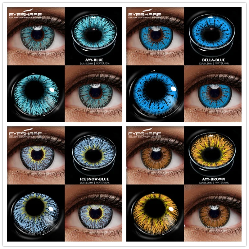 

Цветные контактные линзы EYESHARE для глаз, одна пара, цветные линзы для косплея аниме, линзы ed синие, красные, для Хэллоуина, контактные линзы для красоты, макияжа