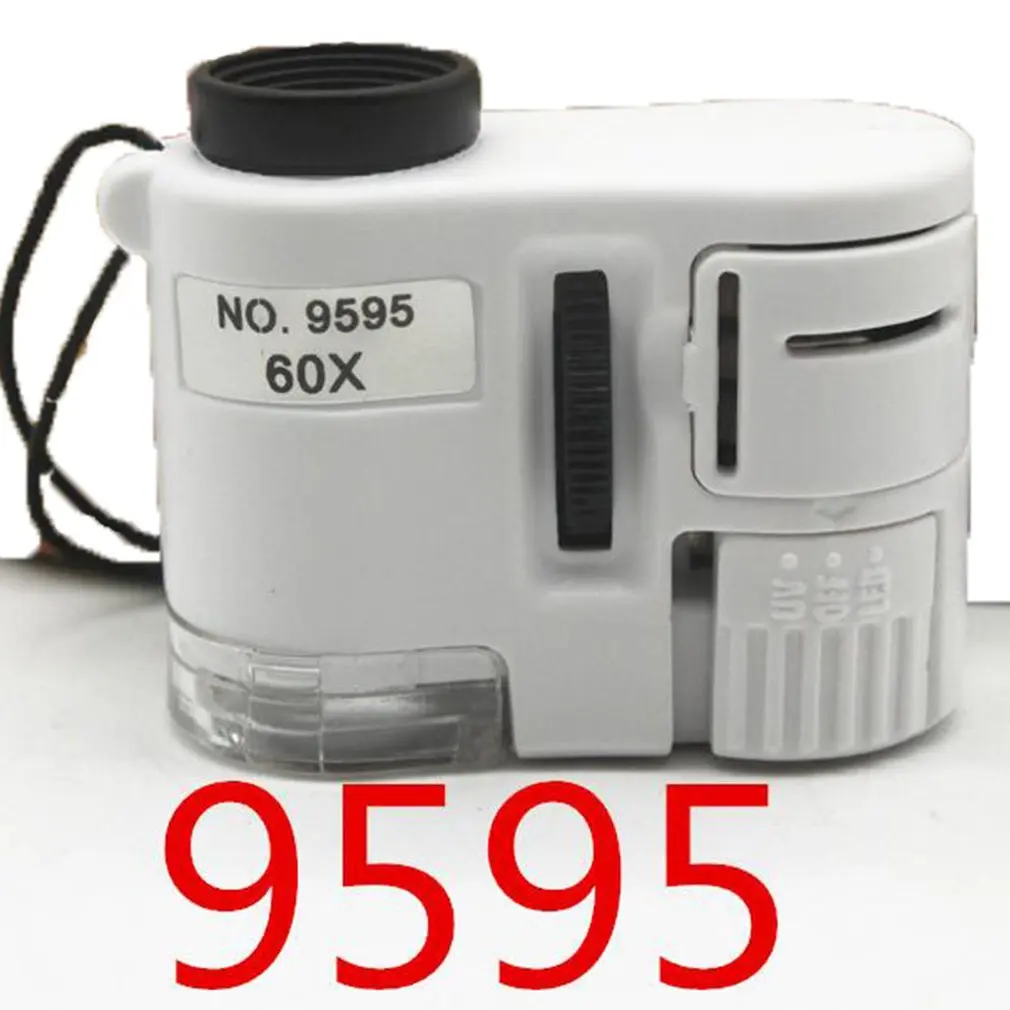 ACEHE Mini Lens 60X Pocket Magnifier Microscope With LED Ultraviolet Light Jewelry Education Focus Adjustable Loupe Currency