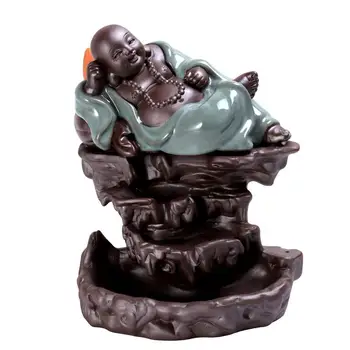 

1PC Backflow Incense Burner Creative Reclining Buddha Aroma Stove for Store Hotel Tearoom