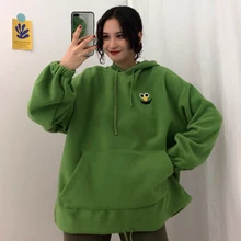 Harajuku женские толстовки с капюшоном осень зима корейский Ulzzang длинный рукав мультфильм флисовые толстовки женские повседневные спортивные топы