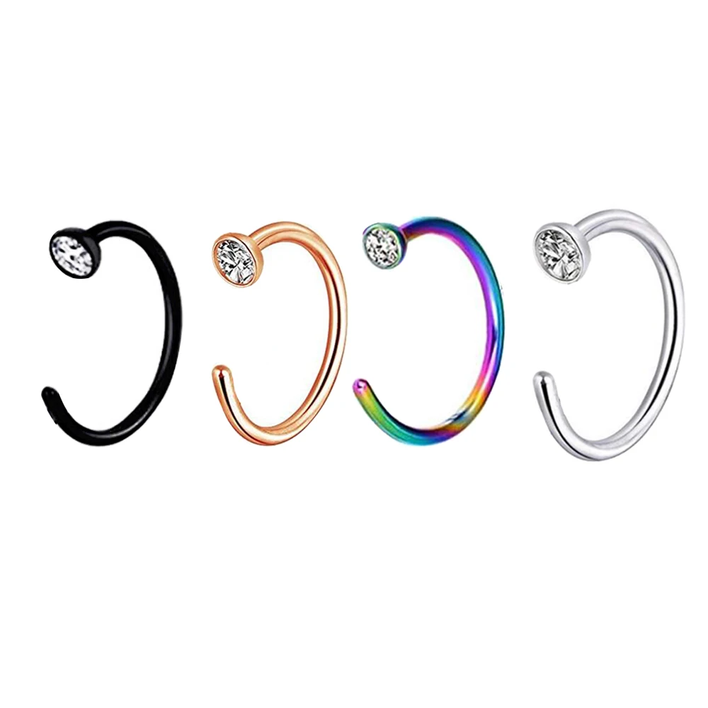 

20G Nose Ring Hoop Surgical Steel Nose Studs Screw Nostril Hoops Piercing Jewelry Set for Women Men Girls Nose Rings