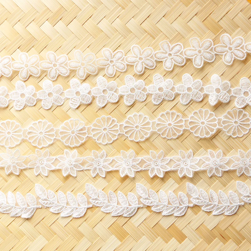 White Embroidered Flower Lace Trim Applique Headband lace ribbon lace garment accessories lace sewing supplies lace sewing accessories lace hair accessories lace decoration lace accessories Craft Sewing 2 Yards Knitting DIY Handmade Patchwork Ribbon Sewing