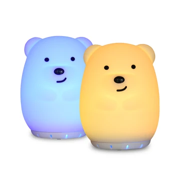 

Silicone Bear Music Lamp Wireless Bluetooth Speaker Player USB Rechargeable RGB LED Night Light Bedside Lamp for Children Baby