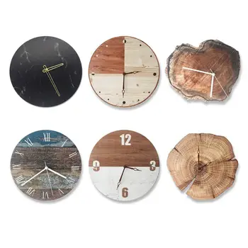 

Retro Wood Grain Acrylic Marble Round Minimalist Digital Silent Wall Clock Home Decoration Accessories