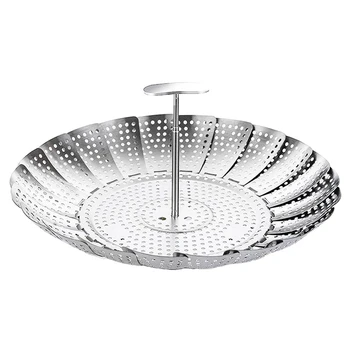 

Stainless Steel Folding Steamer with Extending Removable Center Handle Insert,Fit Various Size Pressure Cooker