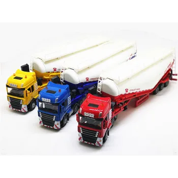 

1:50 Scale Alloy Trailer Tank Diecast Model Vehicles Powder Conveyor Cement High Simulation Truck Engineering Vehicle Toy