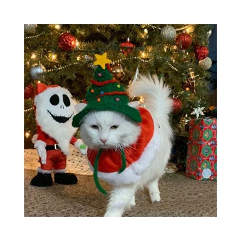 

Pet Halloween Dress Up Hat Warm Little Wizard Style Hat Christmas Cat Ornament Hat Christmas Tree Style Pet Dress UP Funny Hat