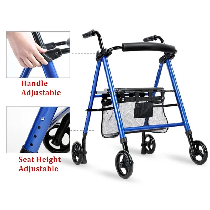 Walking chair can sit the elderly walking aid Aluminum alloy can push portable home walking aid with seat 2