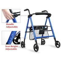 Walking chair can sit the elderly walking aid Aluminum alloy can push portable home walking aid with seat 2