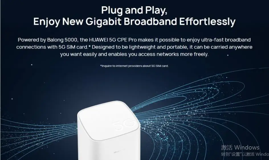 Huawei 5G CPE Pro(H112-372)5G NSA+SA(n41/n77/n78/n79),4G LTE(B1/3/5/7/8/18/19/20/28/32/34/38/39/40/41/42/43) CPE Wireless Router