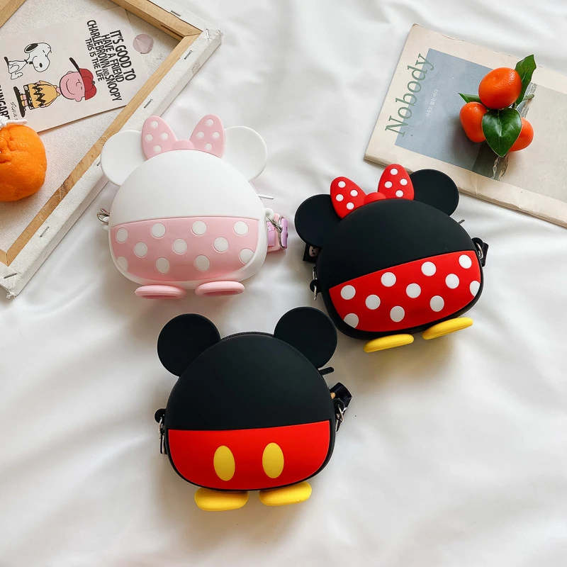 Disney monedero de silicona para niños, monedero de Mickey, Minnie Mouse, dibujos animados, a la moda, bolsos cruzados de hombro para niñas, de cumpleaños| | - AliExpress