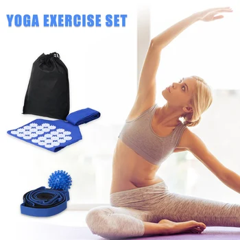 

Yoga Exercise Set Yoga Strap for Stretching Stretch Strap Spiky Massage Ball Muscle Roller Massage Ball Acupressure Mat
