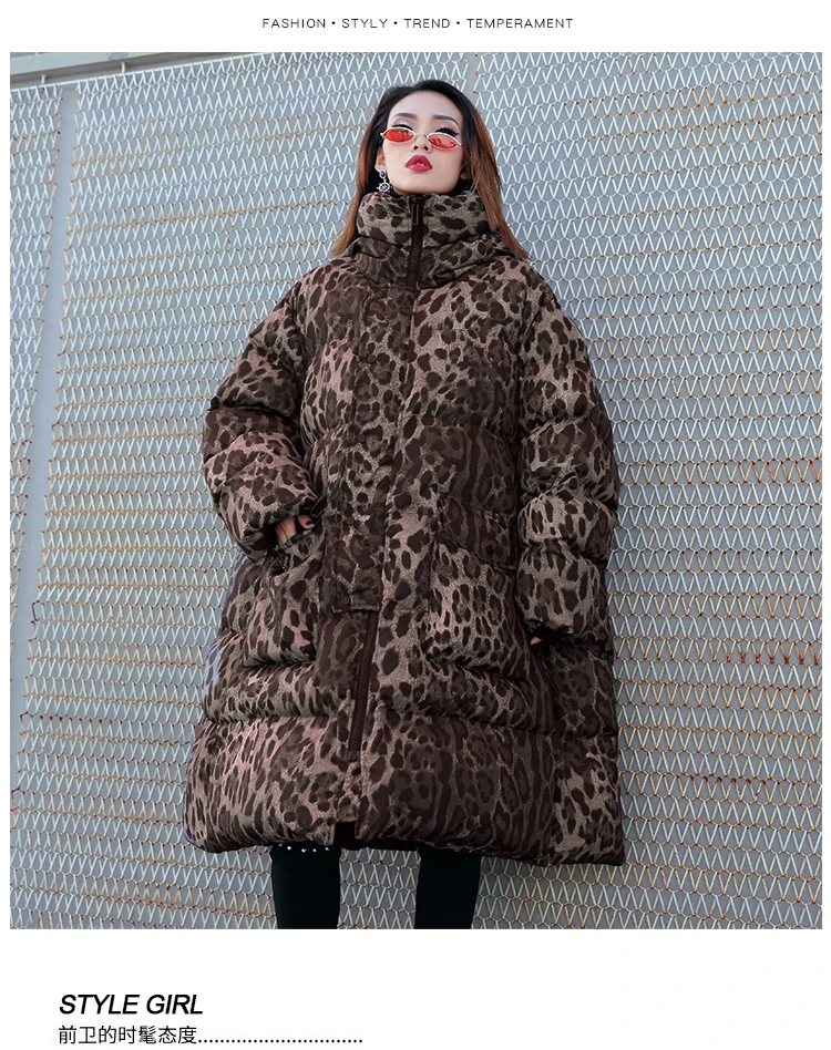 SuperAen Cotton New Warm Parkas Coat Female Loose Pluz Size Winter Thick Leopard Parkas Coat Female Wild Women Clothing