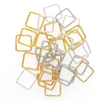 

50pc 13/15mm Square Sliver Rose Gold White K Close Pattern Jump Rings Tone Metal Flower Jump Rings DIY Necklace Jewelry Findings