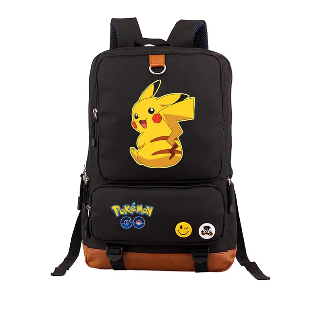 

High Quality Pokemon Pocket Monster Backpack Gengar Charmander Squirtle Pikachu Emoji Printing canvas Backpack School Bags