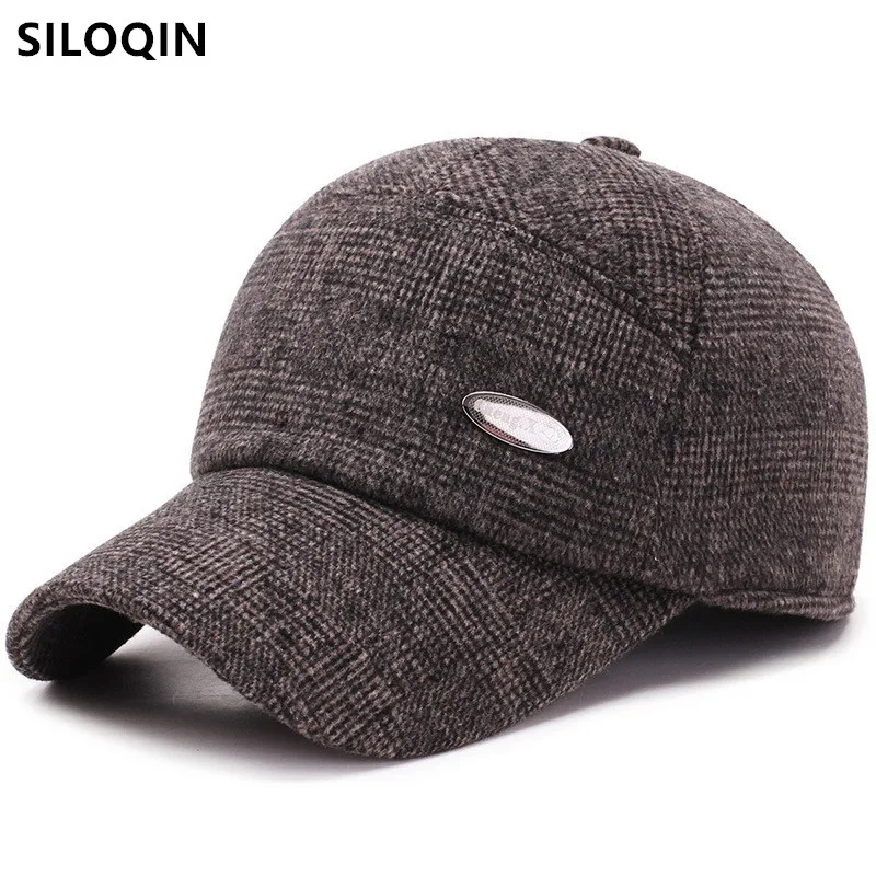 

SILOQIN Adjustable Size Winter Men's Warm Baseball Caps Plus Velvet Earmuffs Hats Snapback Cap Cold Proof Male Bone Sports Cap