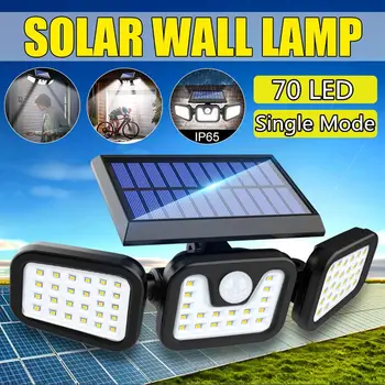 

Outdoor 70 LED Solar Light Motion Sensor Light Three Heads Rotatable Solar Induction Lamp IP65 Waterproof Wall Security Lamp