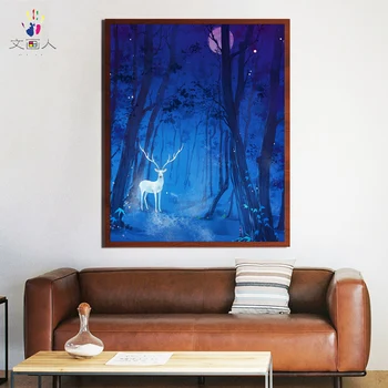 

paint by number art painting by numbers to decorate the deer in the woods adult hand-painted color oil painting hand-painted