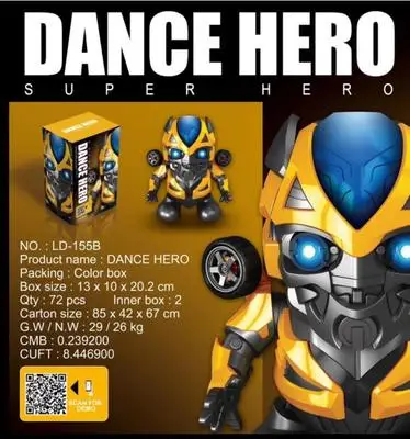 Новинка, музыкальный робот, танцующий Железный человек, Шмель, Человек-паук, танцующий робот, Детский Электрический музыкальный подарок на возраст От 3 до 12 лет - Цвет: Bumblebee