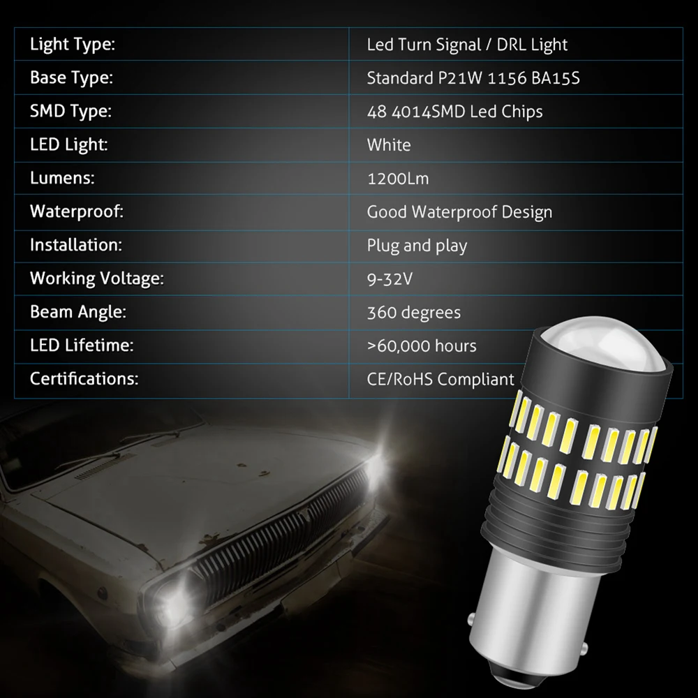 Katur 2x 1156 Ba15s P21w Led Auto Reversing Lamp T20 7443 W21/5w Car Led  Light Bulb Canbus T25 3157 For Car 12v White Yellow - Signal Lamp -  AliExpress