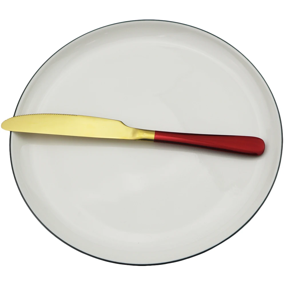 red dinner knife Черное золото столовая посуда 18/10 нержавеющая сталь набор столовых приборов Рождественский столовый набор нож вилка, ложка, посуда аксессуары для дома и кухни - Цвет: red dinner knife