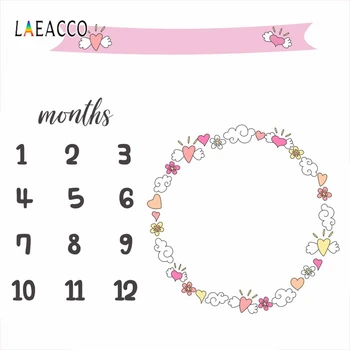 

Laeacco Baby Birthday Cartoon Pattern Month Number Photography Background Child Personalizable Photo Backdrop Photo Studio Wall