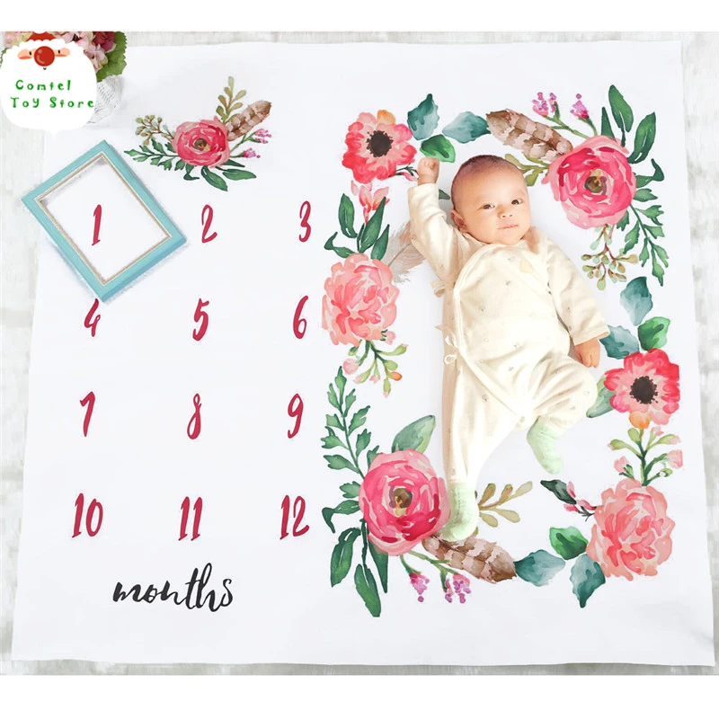 Newborn Baby Play Mat Manta Memory Monthly Milestone Blanket Photo Backdrop Diaper Photography Calendar Background | Мать и ребенок