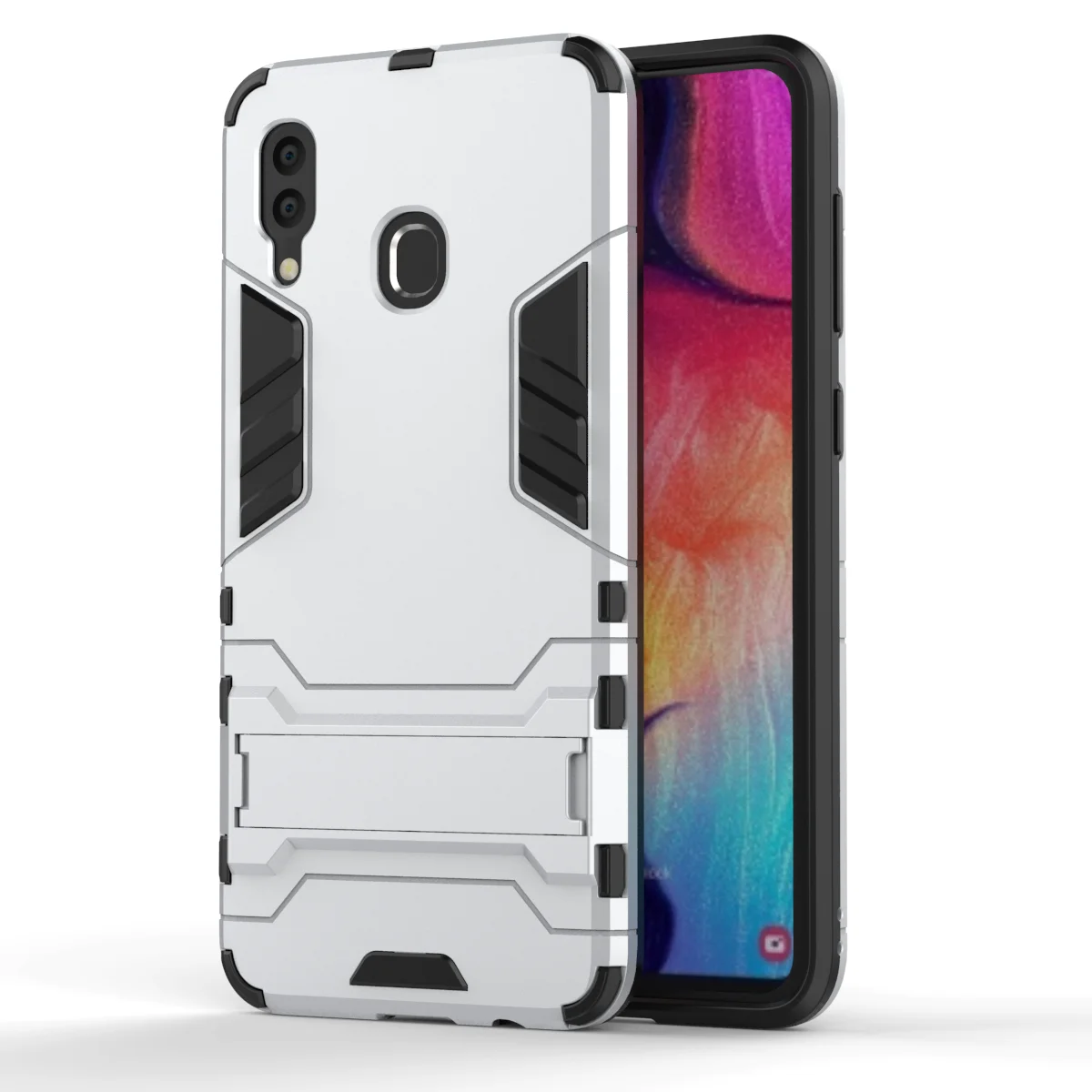 Серебристый Противоударный чехол для samsung Galaxy A10 A30 A40 A50 A60 A80 A70 A90 5G чехол s стенд Силиконовый чехол для samsung A30S A20E 50 - Цвет: Серебристый